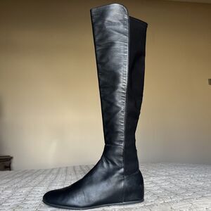 Stuart Weitzman Lander Black Leather Women 6.5 Knee High 5050 Hidden Wedge Boots